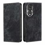For Honor 80 RFID Anti-theft Brush Magnetic Leather Phone Case(Black)