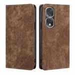 For Honor 80 Pro RFID Anti-theft Brush Magnetic Leather Phone Case(Brown)