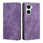 For Huawei nova 10 SE RFID Anti-theft Brush Magnetic Leather Phone Case(Purple)