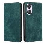 For OPPO A58 5G RFID Anti-theft Brush Magnetic Leather Phone Case(Green)
