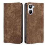 For Realme 10 4G RFID Anti-theft Brush Magnetic Leather Phone Case(Brown)