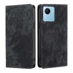 For Realme C30s RFID Anti-theft Brush Magnetic Leather Phone Case(Black)