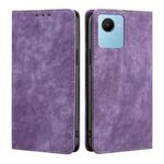 For Realme C30s RFID Anti-theft Brush Magnetic Leather Phone Case(Purple)