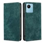 For Realme C30s RFID Anti-theft Brush Magnetic Leather Phone Case(Green)