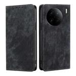 For vivo X90 Pro+ RFID Anti-theft Brush Magnetic Leather Phone Case(Black)