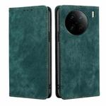 For vivo X90 Pro+ RFID Anti-theft Brush Magnetic Leather Phone Case(Green)