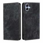 For Samsung Galaxy A04e 4G RFID Anti-theft Brush Magnetic Leather Phone Case(Black)