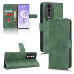 For Honor 80 5G Skin Feel Magnetic Flip Leather Phone Case(Green)