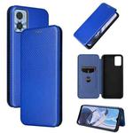For Motorola  Moto E22 4G / Moto E22i 4G Global Carbon Fiber Texture Horizontal Flip PU Phone Case(Blue)