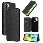 For Xiaomi Redmi A1+ Global Carbon Fiber Texture Horizontal Flip PU Phone Case(Black)