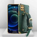 For Realme C21Y Electroplated TPU Crocodile Pattern Leather Case with Wrist Strap(Green)