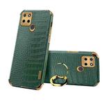 For Realme C21Y 6D Electroplating Crocodile Texture Phone Case With Holder(Green)