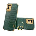 For OPPO Reno8 Pro+ 6D Electroplating Crocodile Texture Phone Case With Holder(Green)