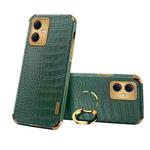 For Xiaomi Redmi Note 12 China 6D Electroplating Crocodile Texture Phone Case With Holder(Green)
