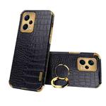 For Xiaomi Redmi Note 12 Pro+ China 6D Electroplating Crocodile Texture Phone Case With Holder(Black)