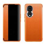 For Honor 80 Leather + TPU Frame Shockproof Phone Case(Orange)