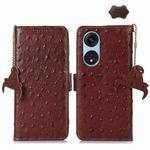 For OPPO A1 Pro 5G Ostrich Pattern Genuine Leather RFID Phone Case(Coffee)
