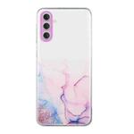 For Samsung Galaxy S23 5G Hollow Marble Pattern TPU Precise Hole Phone Protective Case(Pink)