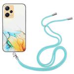 For Xiaomi Redmi Note 12 Pro 5G China Hollow Marble Pattern TPU Shockproof Phone Case with Neck Strap Rope(Yellow)