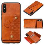 For Huawei Enjoy 10e PU + TPU Shockproof Magnetic Protective Case with Card Slots(Brown)