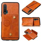 For Huawei Nova 6 PU + TPU Shockproof Magnetic Protective Case with Card Slots(Brown)