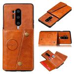 For OnePlus 8 Pro PU + TPU Shockproof Magnetic Protective Case with Card Slots(Brown)