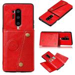 For OnePlus 8 Pro PU + TPU Shockproof Magnetic Protective Case with Card Slots(Red)