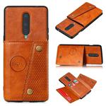 For OnePlus 8 PU + TPU Shockproof Magnetic Protective Case with Card Slots(Brown)