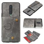 For OnePlus 8 PU + TPU Shockproof Magnetic Protective Case with Card Slots(Grey)