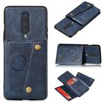 For OnePlus 8 PU + TPU Shockproof Magnetic Protective Case with Card Slots(Blue)