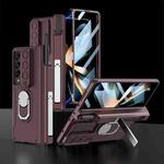 For Samsung Galaxy Z Fold4 GKK Integrated Magnetic Folding Phone Case with Pen Case(Wine Red)