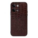 For OPPO Reno9 / Reno9 Pro Crocodile Texture Genuine Leather Phone Case(Coffee)