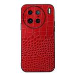For vivo X90 Pro Crocodile Texture Genuine Leather Phone Case(Red)