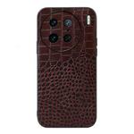 For vivo X90 Pro Crocodile Texture Genuine Leather Phone Case(Coffee)