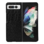 For Google Pixel Fold Crocodile Texture Genuine Leather Phone Case(Black)