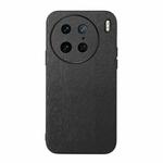 For vivo X90 Pro Wood Texture PU Phone Case(Black)