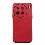 For vivo X90 Pro Wood Texture PU Phone Case(Red)