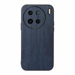 For vivo X90 Pro Wood Texture PU Phone Case(Blue)