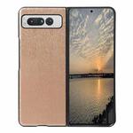 For Google Pixel Fold Wood Texture PU Phone Case(Gold)