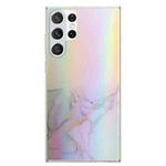 For Samsung Galaxy S23 Ultra 5G Laser Marble Pattern Clear TPU Protective Phone Case(Grey)