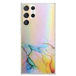 For Samsung Galaxy S23 Ultra 5G Laser Marble Pattern Clear TPU Protective Phone Case(Yellow)