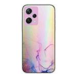 For Xiaomi Redmi Note 12 Pro+ China Laser Marble Pattern Clear TPU Protective Phone Case(Pink)