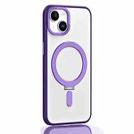 For iPhone 14 Plus Skin Feel MagSafe Shockproof Protective Phone Case with Holder(Purple)