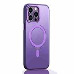 For iPhone 14 Pro Skin Feel MagSafe Shockproof Protective Phone Case with Holder(Purple)