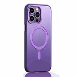 For iPhone 14 Pro Max Skin Feel MagSafe Shockproof Protective Phone Case with Holder(Purple)