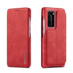 For Huawei P40 Pro LC.IMEEKE Hon Ancient Series Horizontal Flip Leather Case with Holder & Card Slot(Red)