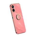 For Realme 10 4G XINLI Straight Edge Electroplate TPU Phone Case with Ring(Hawthorn Red)