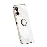For Realme 10 4G XINLI Straight Edge Electroplate TPU Phone Case with Ring(White)