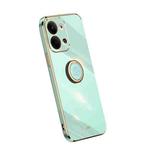 For OPPO Reno9 5G XINLI Straight Edge Electroplate TPU Phone Case with Ring(Mint Green)