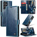 For Samsung Galaxy S23 Ultra 5G CaseMe 003 Crazy Horse Texture Leather Phone Case(Blue)